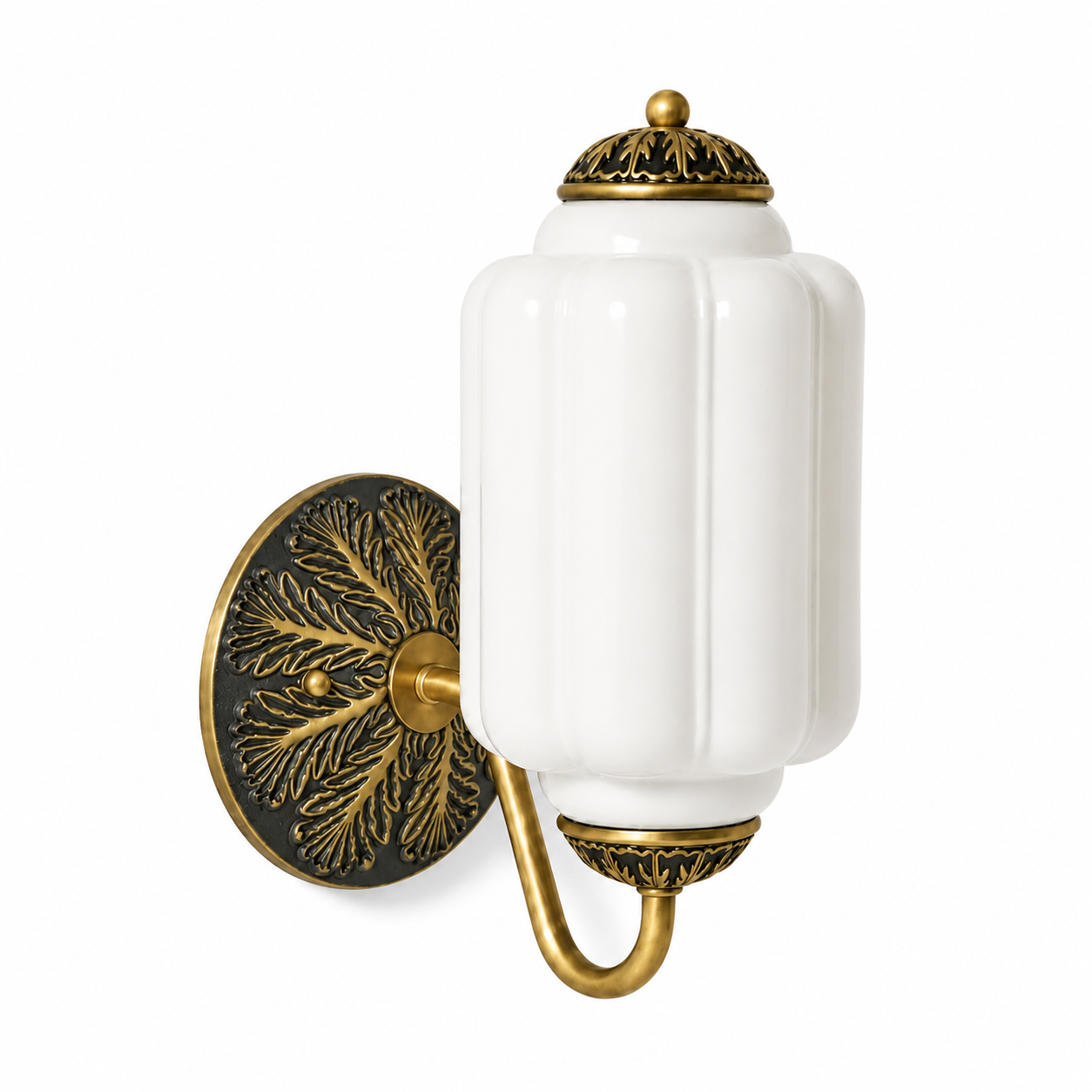 Vintage Scalloped Milk Glass Wall Sconce